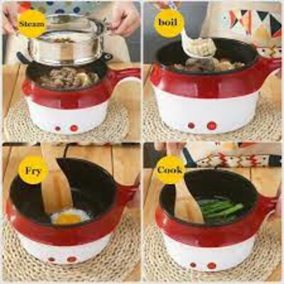 Electric Nonstick Ceramic Multi-Cooker Frying Pan Grill Pot Mini Rice Cooker